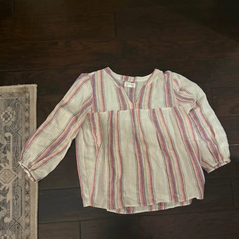 Velvet by Graham & Spencer Striped Linen blend top xs from Anthropologie
